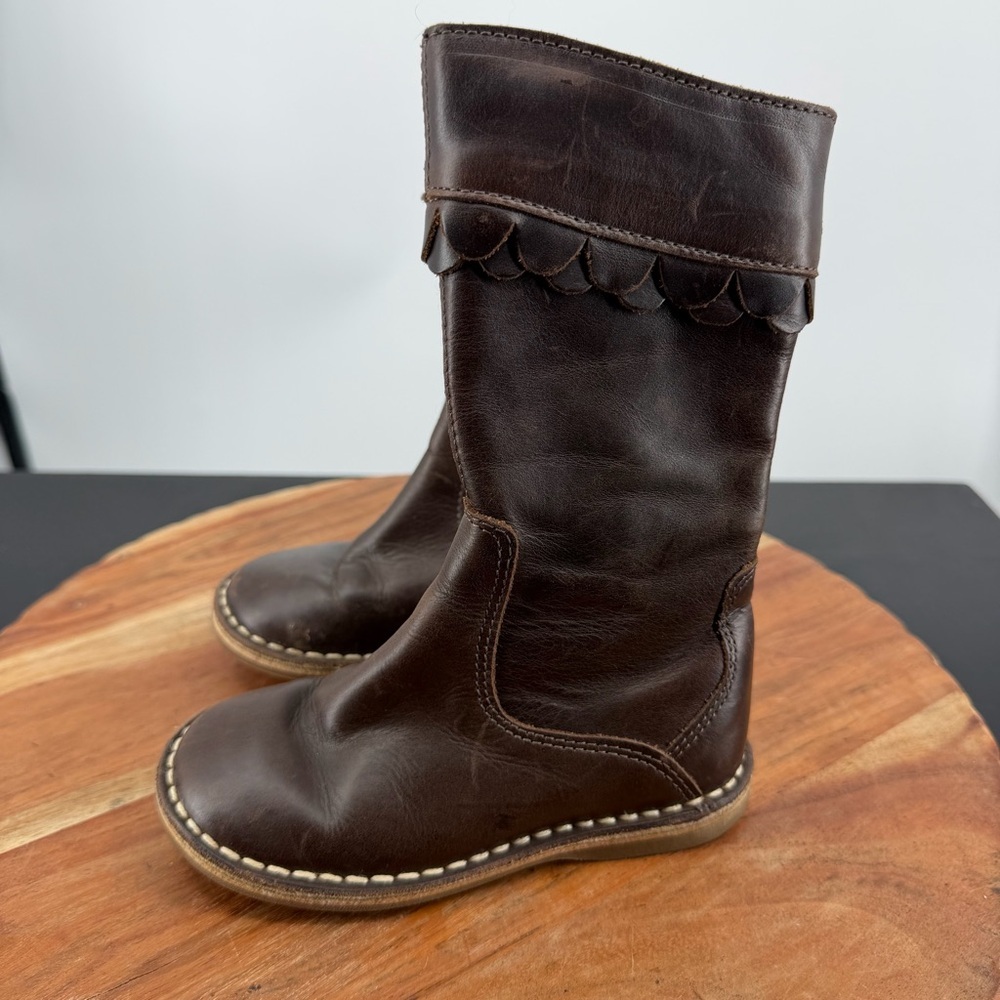 Aster brown leather tall boots baby Girls Size 7‎ EUR 24